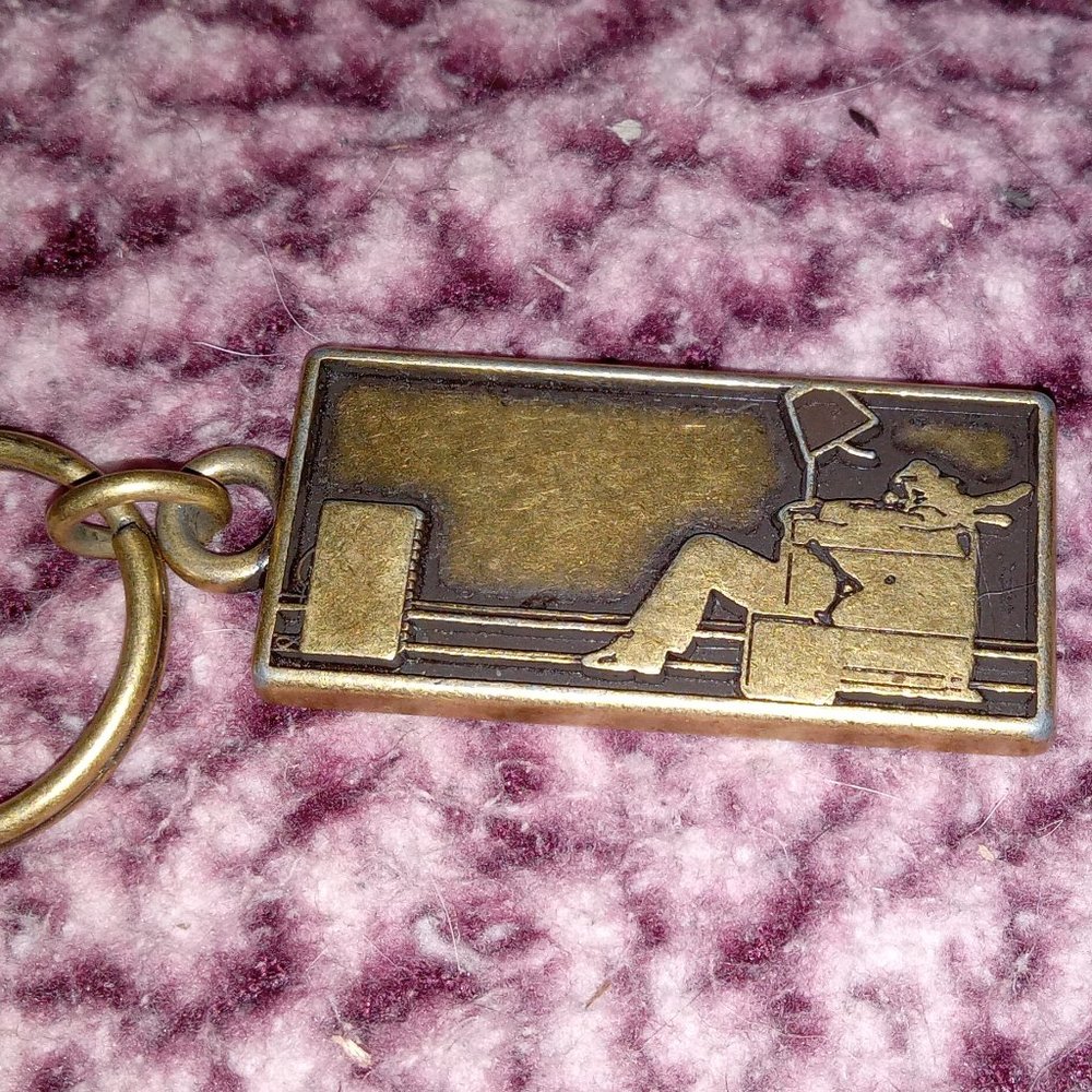 Vintage Maxell Blown Away Guy Metal Keychain Keyring in Cassette Case